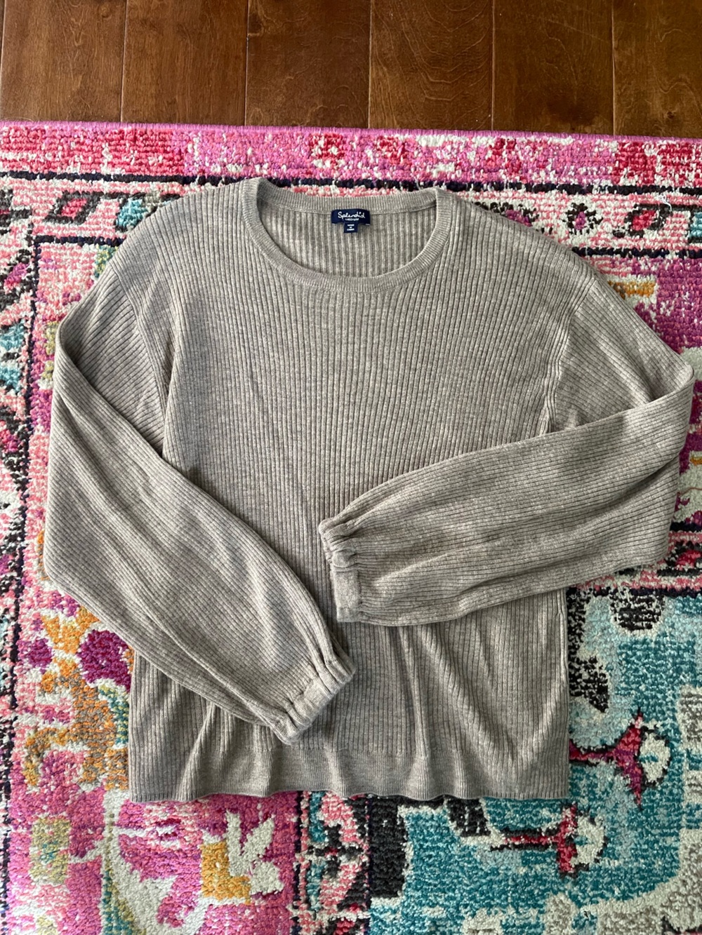 Sundry Light Gray Ribbed Knit Loungewear Set